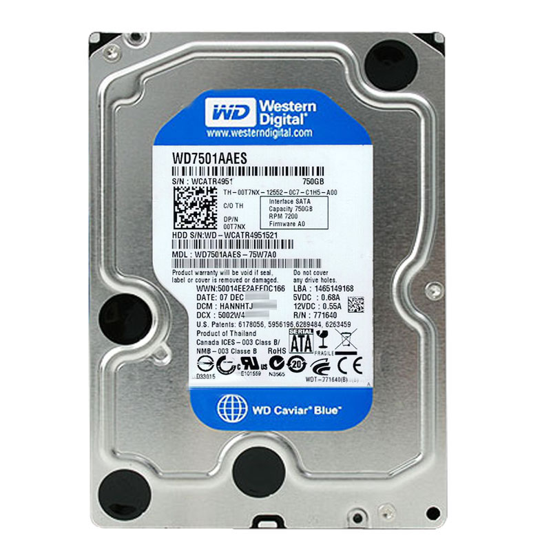 Western Digital - 750GB 7.2K SATA 3.0Gbps 3.5" 32MB Hard Drive - WD7501AAES-75W7A0