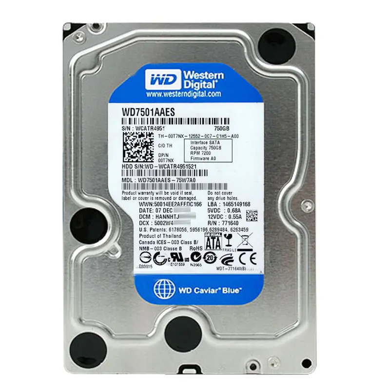 WD7501AAES-75W7A0.jpg Western Digital - 750GB 7.2K SATA 3.0Gbps 3.5" 32MB Hard Drive - WD7501AAES-75W7A0 - Image 1