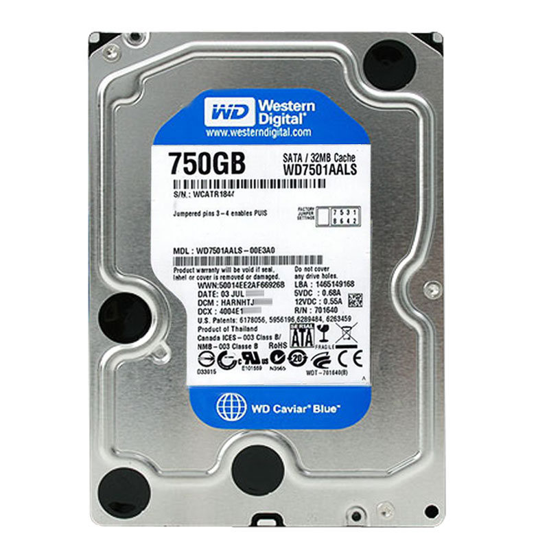 Western Digital - 750GB 7.2K SATA 3.0Gbps 3.5" 32MB Hard Drive - WD7501AALS-00E3A0