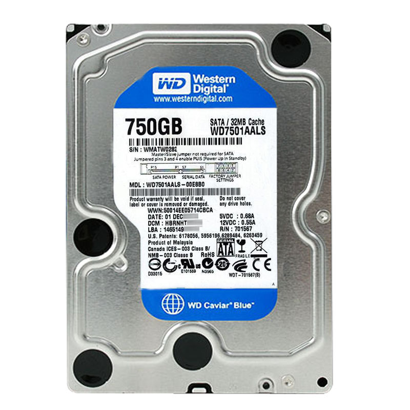 Western Digital - 750GB 7.2K SATA 3.0Gbps 3.5" 32MB Hard Drive - WD7501AALS-00E8B0