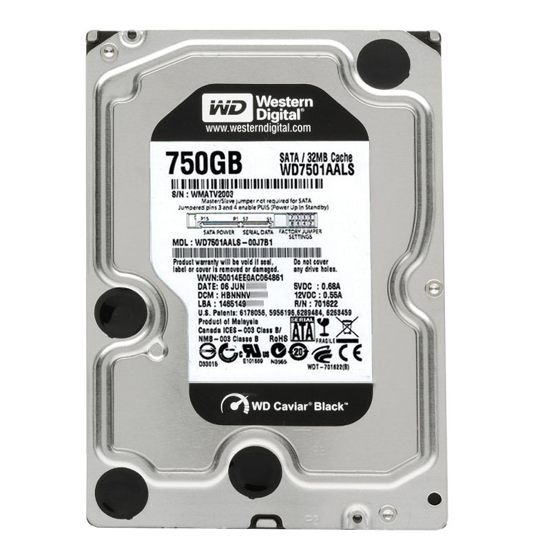 Western Digital - 750GB 7.2K SATA 3.0Gbps 3.5" 32MB Hard Drive - WD7501AALS-00J7B1