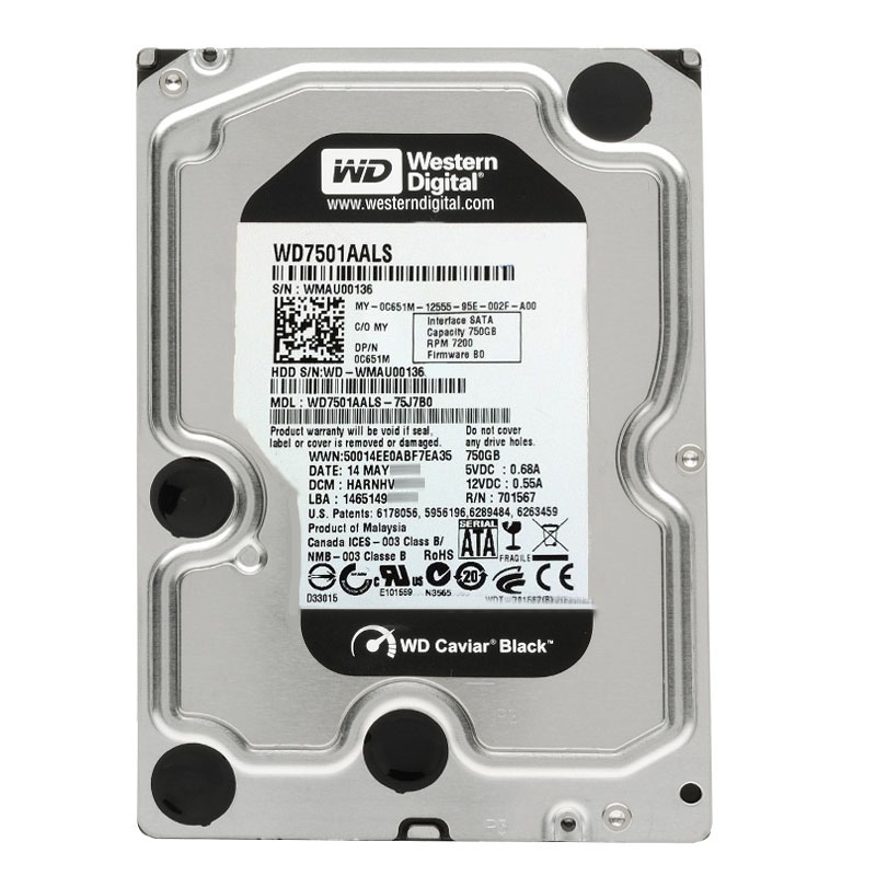 Western Digital - 750GB 7.2K SATA 3.0Gbps 3.5" 32MB Hard Drive - WD7501AALS-75J7B0