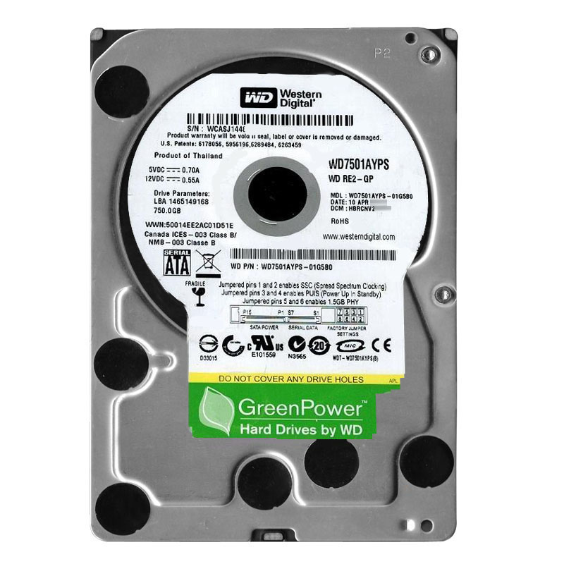 Western Digital - 750GB IntelliPower SATA 3.0Gbps 3.5" 16MB Hard Drive - WD7501AYPS-01G5B0