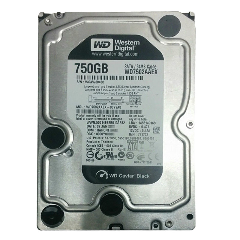 Western Digital - 750GB 7.2K SATA 6.0Gbps 3.5" 64MB Hard Drive - WD7502AAEX-00Y9A0