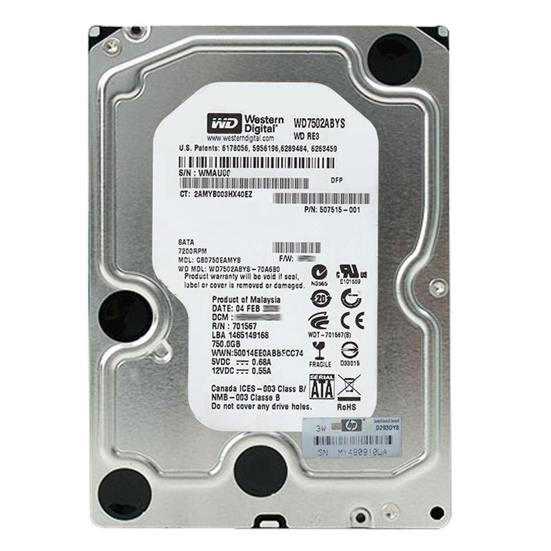 Western Digital - 750GB 7.2K SATA 3.0Gbps 3.5" 32MB Cache Hard Drive - WD7502ABYS-70A6B0