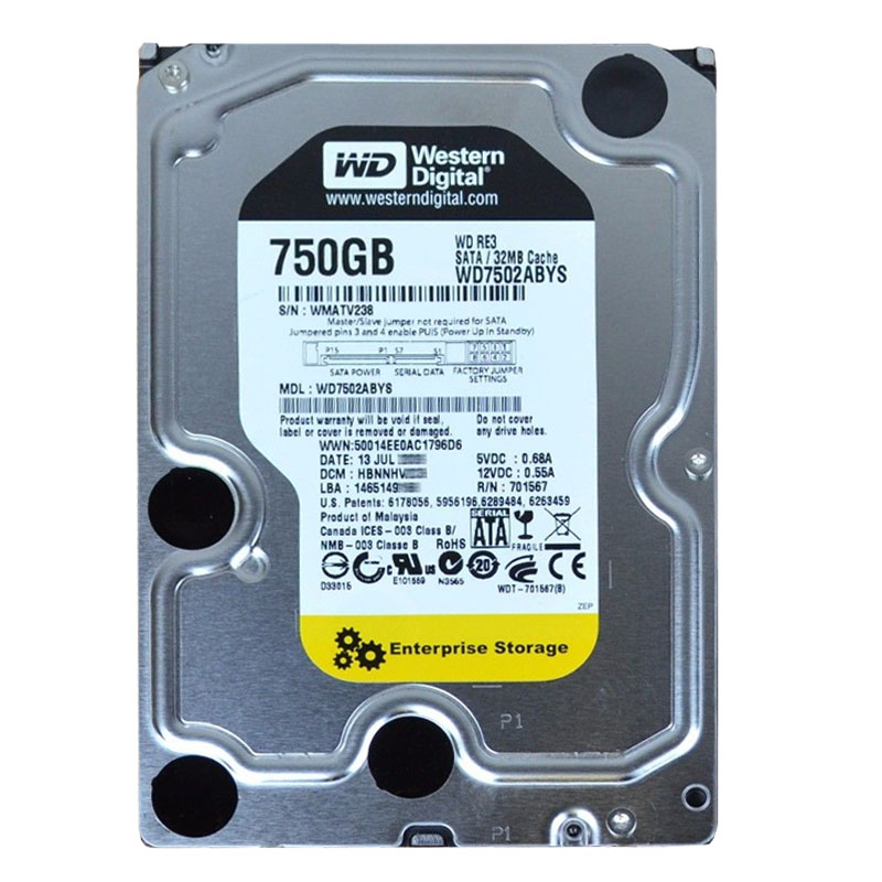 Western Digital - 750GB 7.2K SATA 3.0Gbps 3.5" 32MB Hard Drive - WD7502ABYS