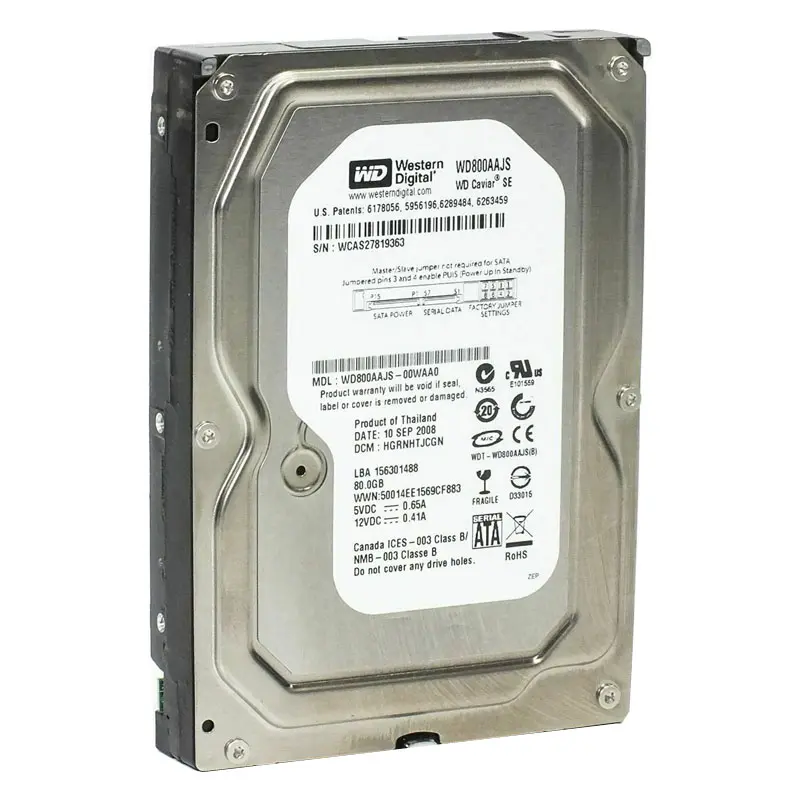 WD800AAJS-00WAA0.jpg Western Digital - 80GB 7.2K SATA 3.0Gbps 3.5" 8MB Cache Hard Drive - WD800AAJS-00WAA0 - Image 1
