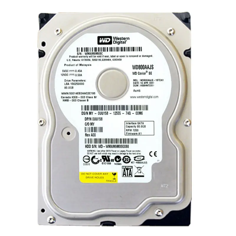 WD800AAJS-18TDA1.jpg Western Digital - 80GB 7.2K SATA 3.0Gbps 3.5" 8MB Hard Drive - WD800AAJS-18TDA1 - Image 1