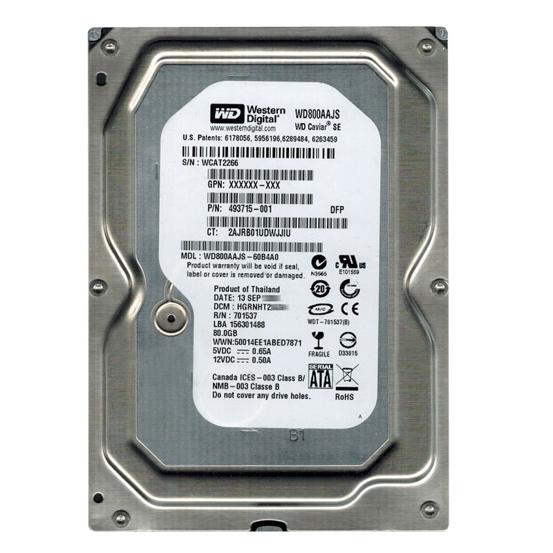 Western Digital - 80GB 7.2K SATA 3.0Gbps 3.5" 8MB Hard Drive - WD800AAJS-60B4A0