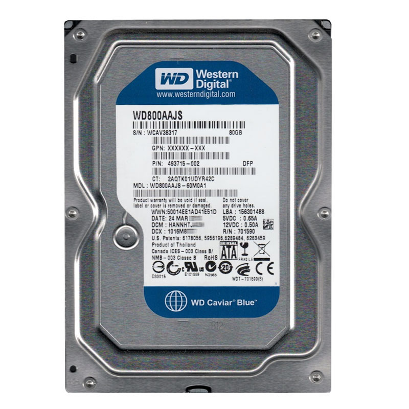 Western Digital - 80GB 7.2K SATA 3.0Gbps 3.5" 8MB Hard Drive - WD800AAJS-60M0A1