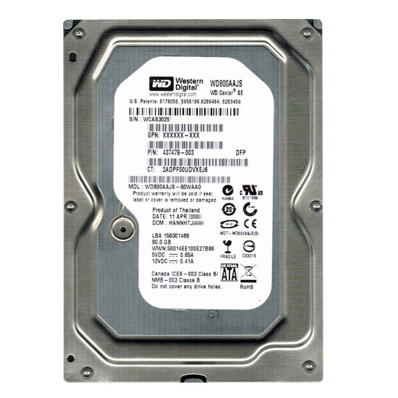 Western Digital - 80GB 7.2K SATA 3.0Gbps 3.5" 8MB Hard Drive - WD800AAJS-60WAA0