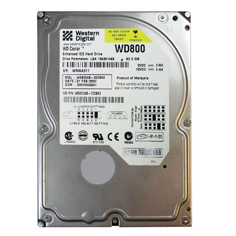 Western Digital - 80GB 5.4K IDE 3.5" 2MB Cache Hard Drive - WD800AB-00CBA0