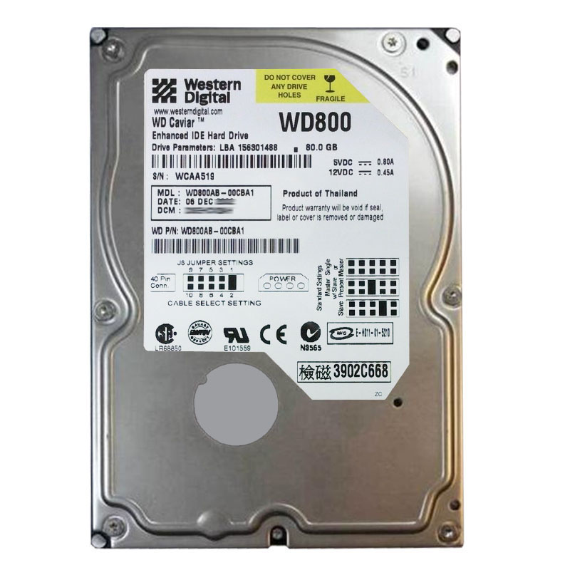 Western Digital - 80GB 5.4K IDE 3.5" 2MB Cache Hard Drive - WD800AB-00CBA1
