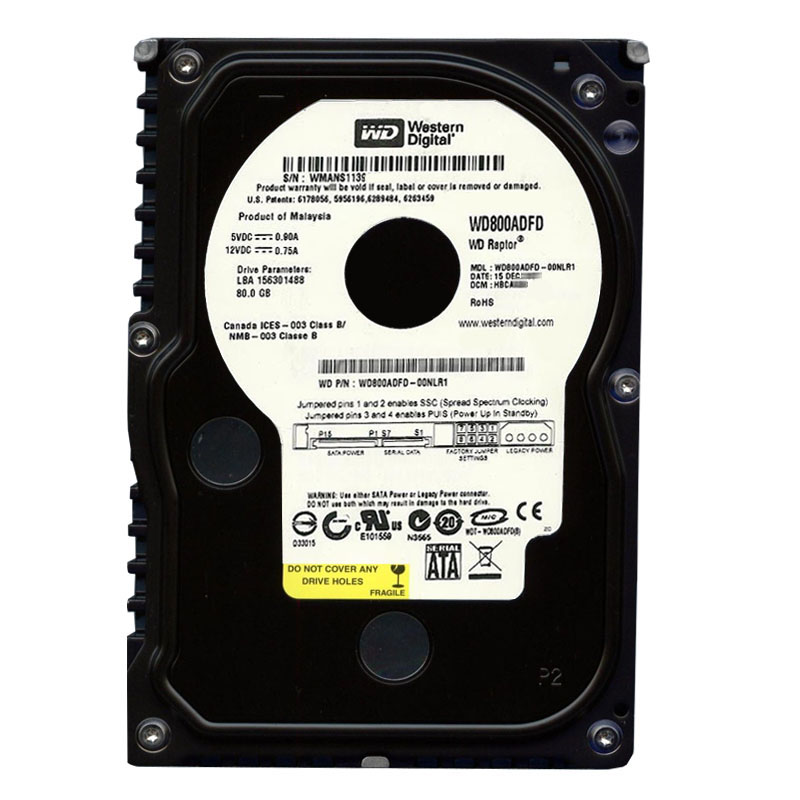WD800ADFD-00NLR1.jpg Western Digital - 80GB 10K SATA 1.5Gbps 3.5" 16MB Hard Drive - WD800ADFD-00NLR1 - Image 1
