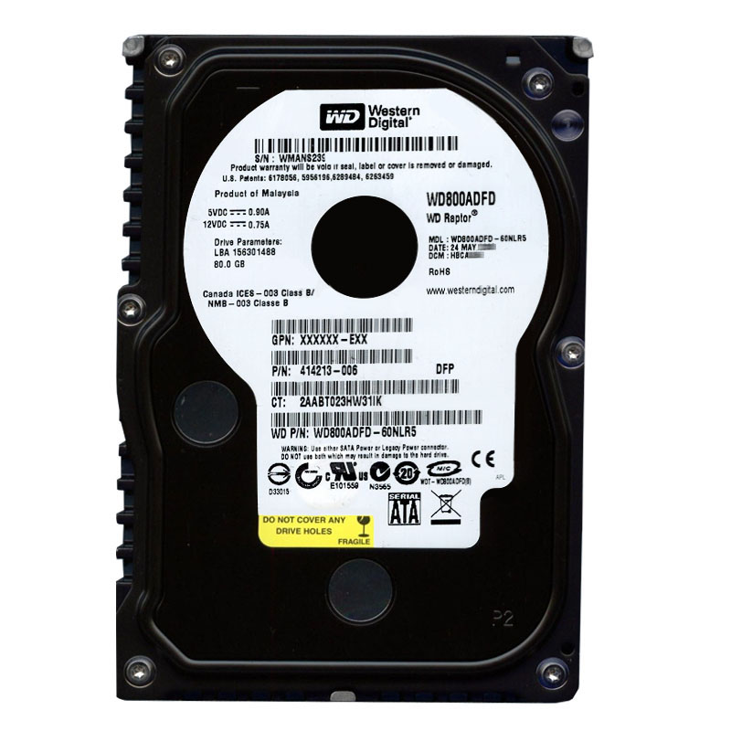 Western Digital - 80GB 10K SATA 1.5Gbps 3.5" 16MB Hard Drive - WD800ADFD-60NLR5
