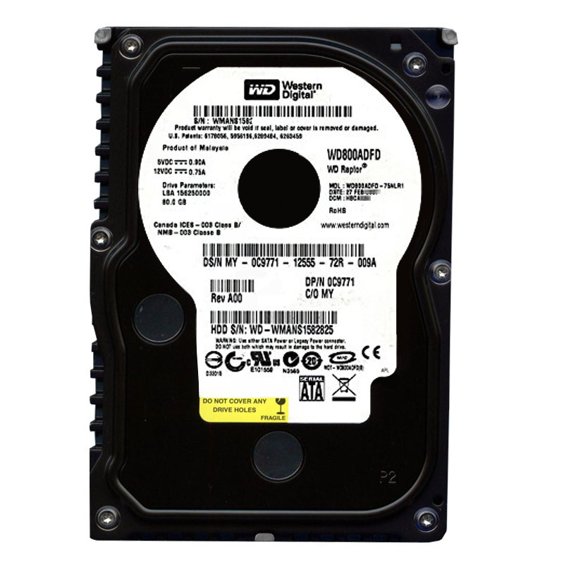Western Digital - 80GB 10K SATA 1.5Gbps 3.5" 16MB Hard Drive - WD800ADFD-75NLR1