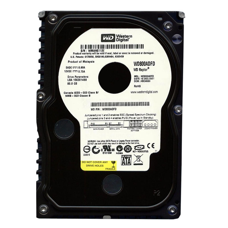 Western Digital - 80GB 10K SATA 1.5Gbps 3.5" 16MB Hard Drive - WD800ADFD