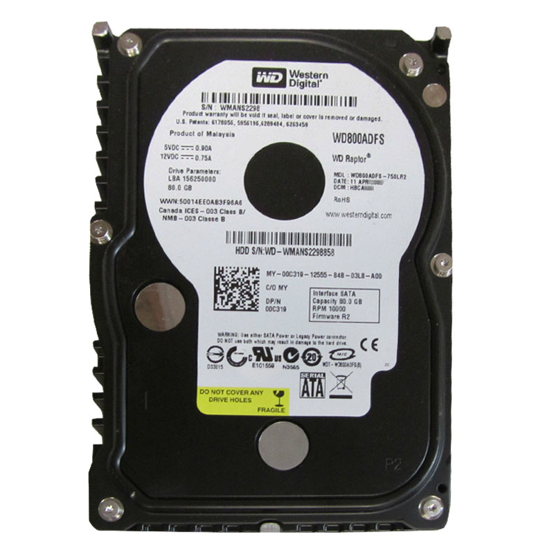 Western Digital - 80GB 10K SATA 3.0Gbps 3.5" 16MB Hard Drive - WD800ADFS-75SLR2
