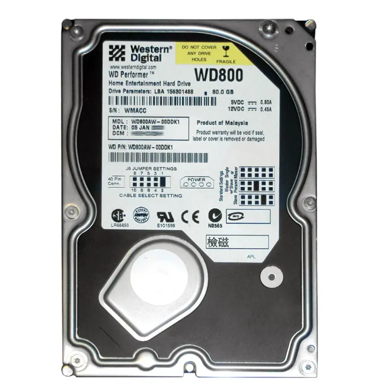 WD800AW-00DDK1.jpg Western Digital - 80GB 7.2K IDE 3.5" 8MB Cache Hard Drive - WD800AW-00DDK1 - Image 1