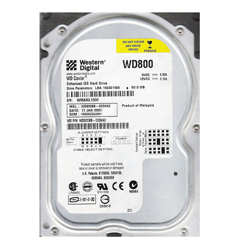 Western Digital - 80GB 7.2K IDE 3.5" 2MB Cache Hard Drive - WD800BB-00DKA0