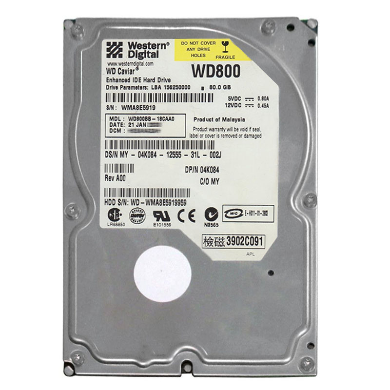 Western Digital - 80GB 7.2K IDE 3.5" 2MB Cache Hard Drive - WD800BB-18CAA0