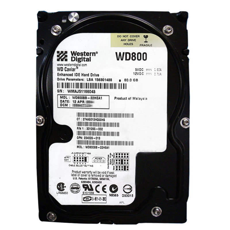 Western Digital - 80GB 7.2K IDE 3.5" 2MB Cache Hard Drive - WD800BB-22HEA1