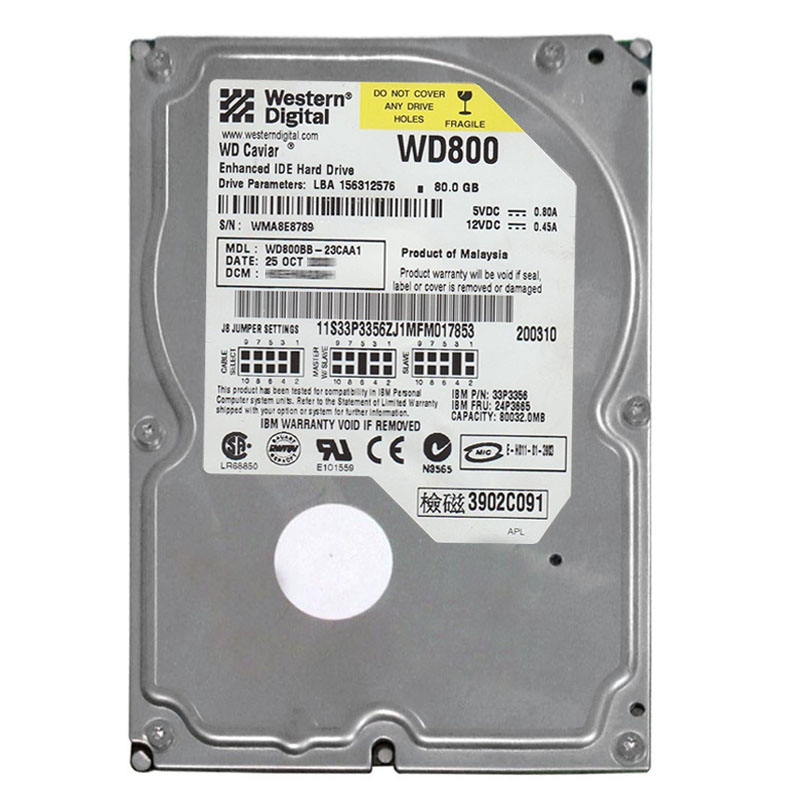 Western Digital - 80GB 7.2K IDE 3.5" 2MB Cache Hard Drive - WD800BB-23CAA1