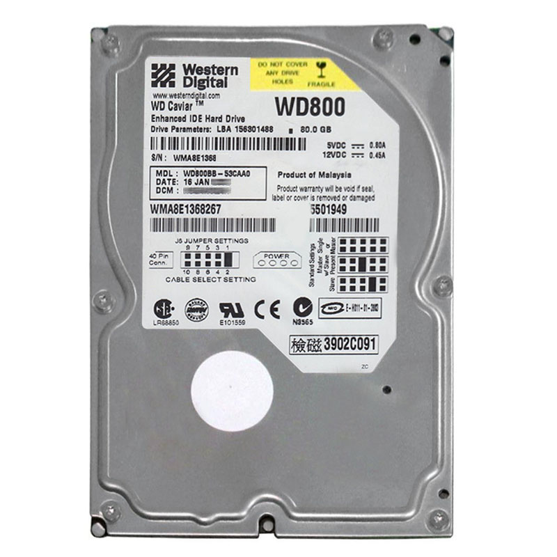Western Digital - 80GB 7.2K IDE 3.5" 2MB Cache Hard Drive - WD800BB-53CAA0