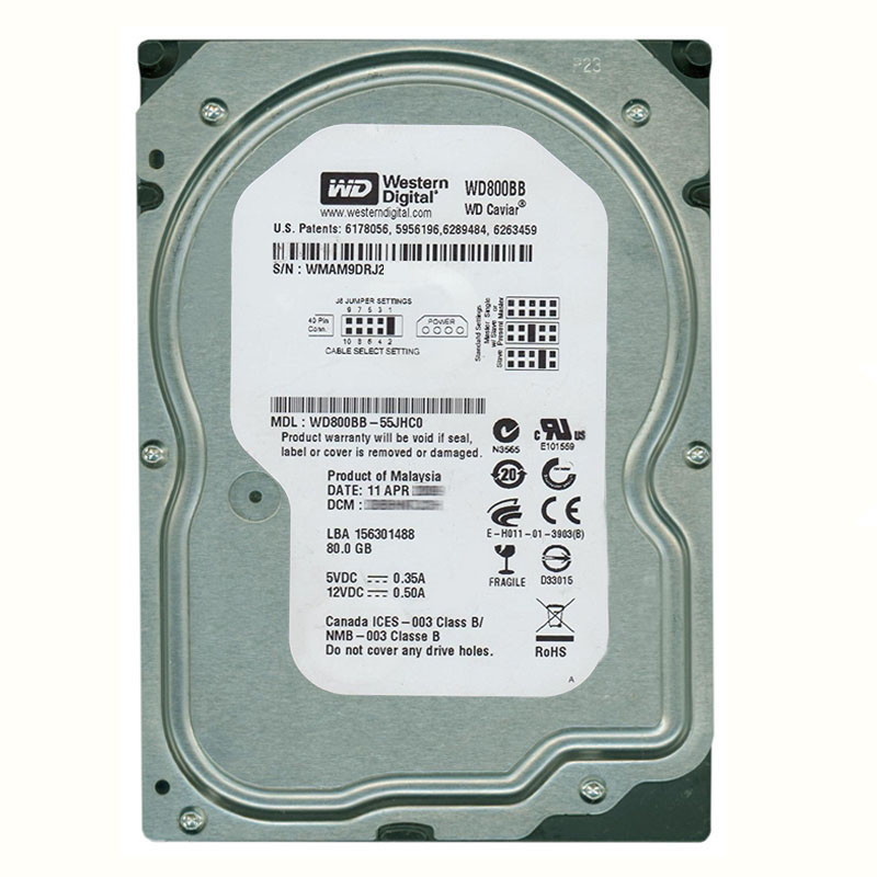 WD800BB-55JHC0.jpg Western Digital - 80GB 7.2K IDE 3.5" 2MB Cache Hard Drive - WD800BB-55JHC0 - Image 1
