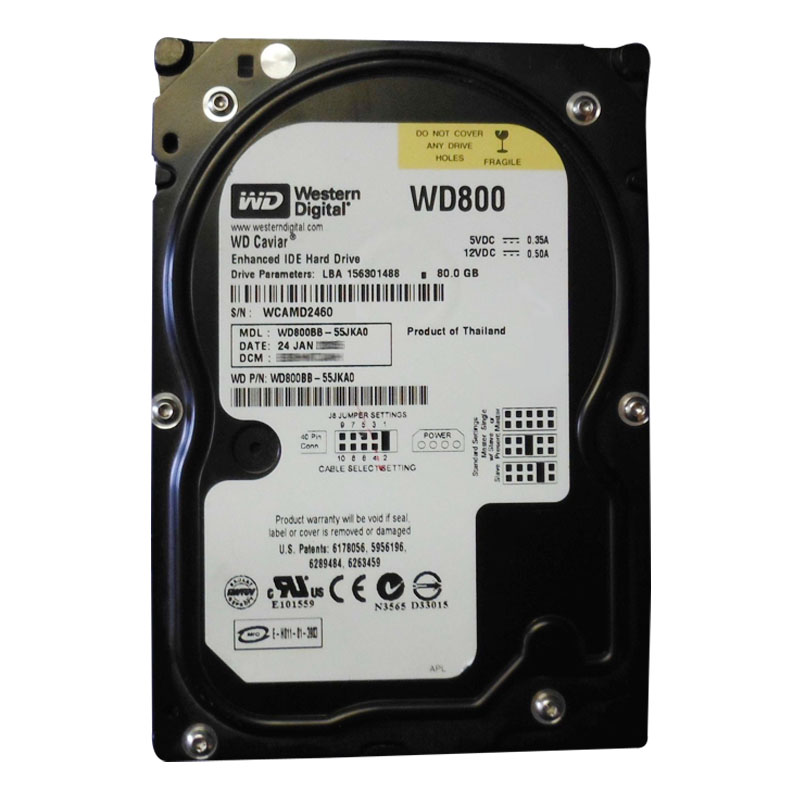 WD800BB-55JKA0.jpg Western Digital - 80GB 7.2K IDE 3.5" 2MB Cache Hard Drive - WD800BB-55JKA0 - Image 1