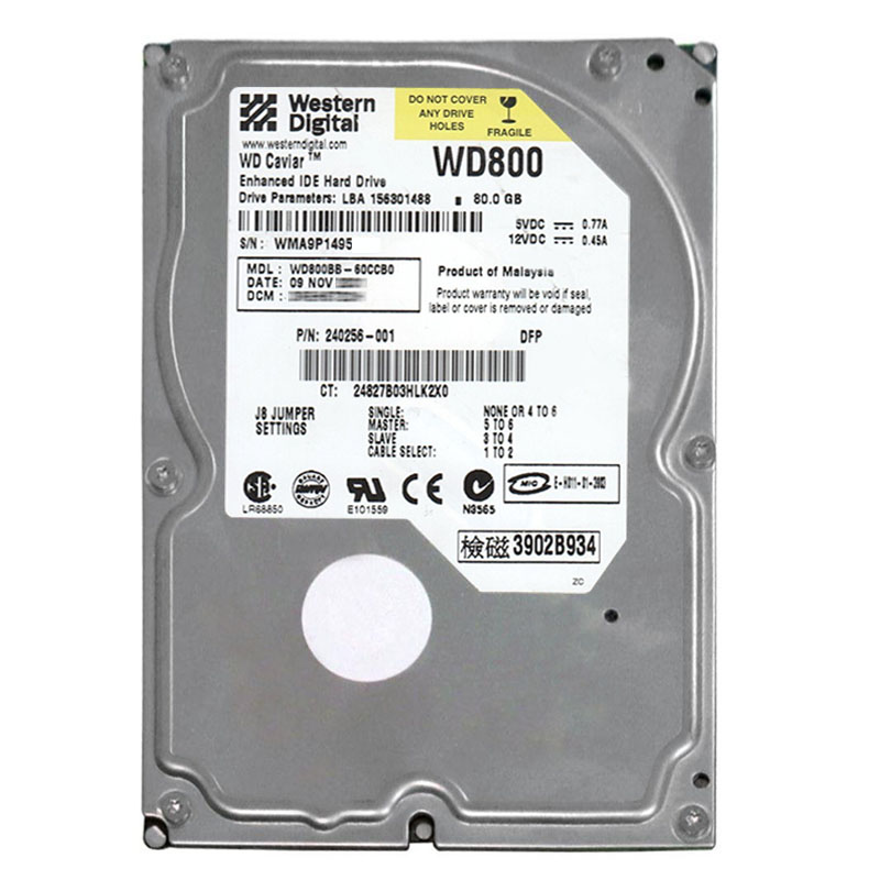 WD800BB-60CCB0.jpg Western Digital - 80GB 7.2K IDE 3.5" 2MB Cache Hard Drive - WD800BB-60CCB0 - Image 1