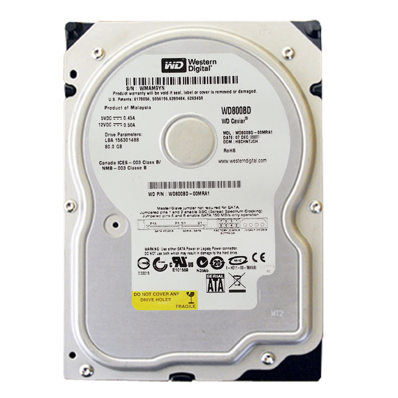 Western Digital - 80GB 7.2K SATA 3.5" 2MB Cache Hard Drive - WD800BD-00MRA1
