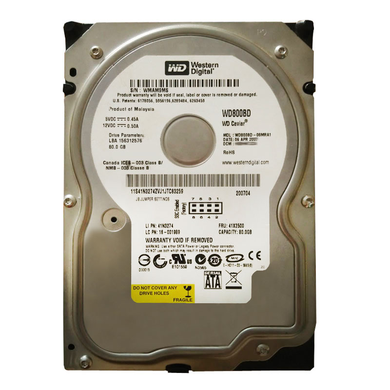 Western Digital - 80GB 7.2K SATA 3.5" 2MB Cache Hard Drive - WD800BD-08MRA1