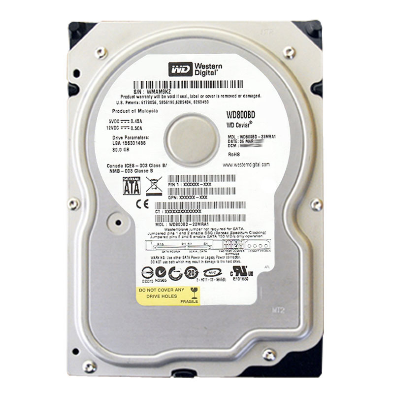 Western Digital - 80GB 7.2K SATA 3.5" 2MB Cache Hard Drive - WD800BD-22MRA1