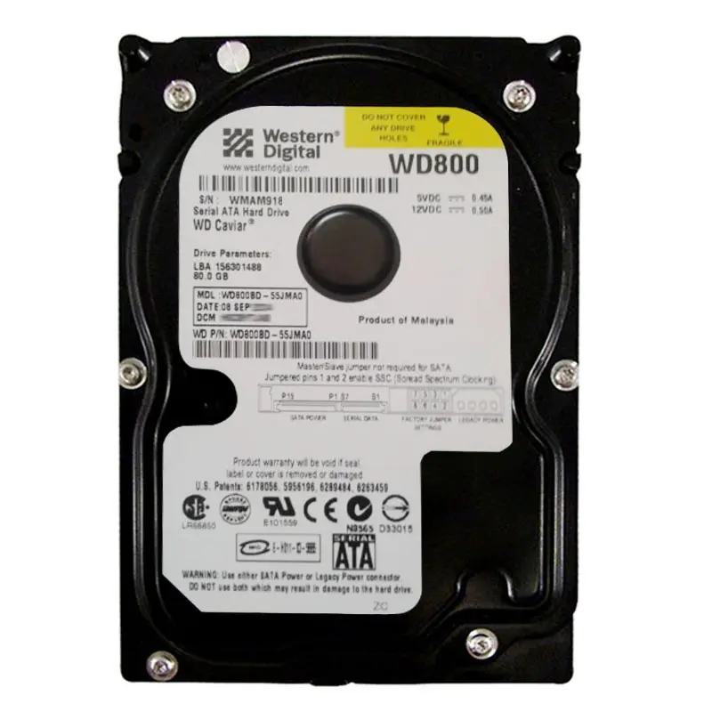 WD800BD-55JMA0.jpg Western Digital - 80GB 7.2K SATA 3.5" 2MB Cache Hard Drive - WD800BD-55JMA0 - Image 1