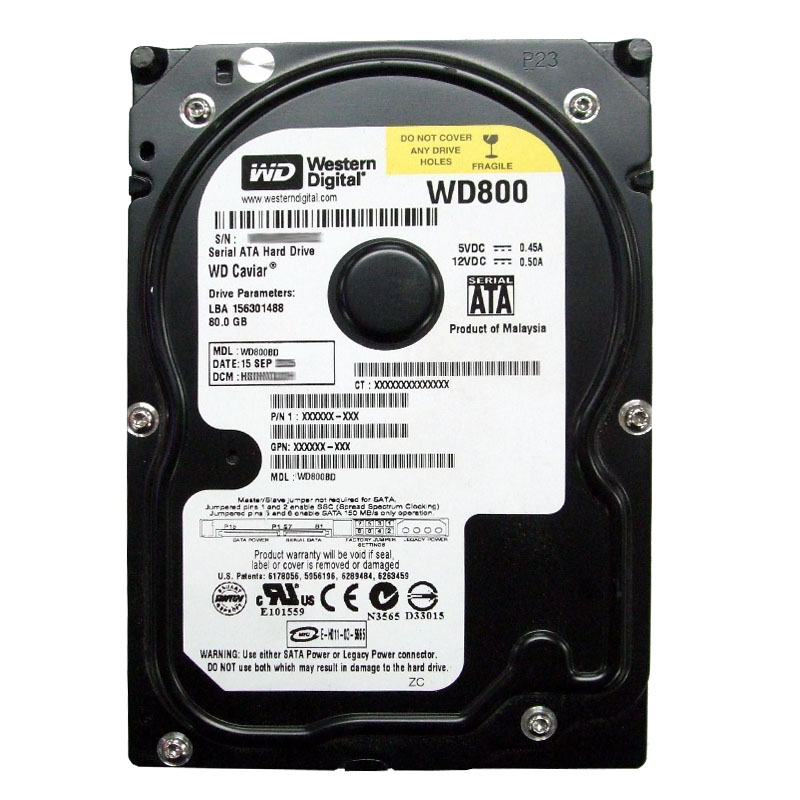 Western Digital - 80GB 7.2K SATA 3.0Gbps 3.5" 2MB Hard Drive - WD800BD