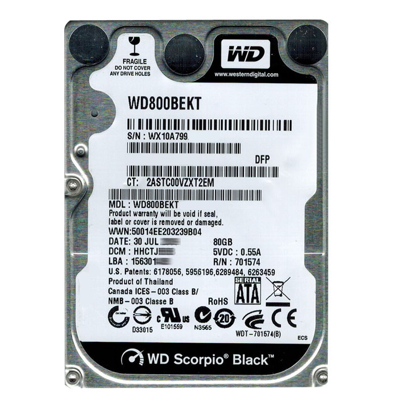 Western Digital - 80GB 7.2K SATA 3.0Gbps 2.5" 16MB Hard Drive - WD800BEKT