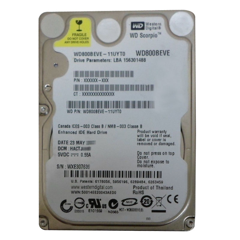 Western Digital - 80GB 5.4K PATA 2.5" 8MB Cache Hard Drive - WD800BEVE-11UYT0