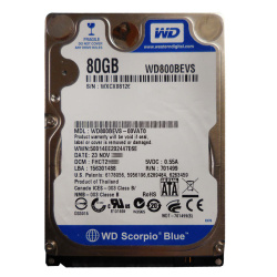 Western Digital - 80GB 5.4K SATA 1.5Gbps 2.5" 8MB Hard Drive - WD800BEVS-00VAT0