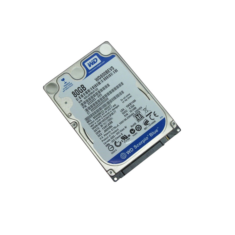 Western Digital - 80GB 5.4K SATA 1.5Gbps 2.5" 8MB Cache Hard Drive - WD800BEVS-08VAT1