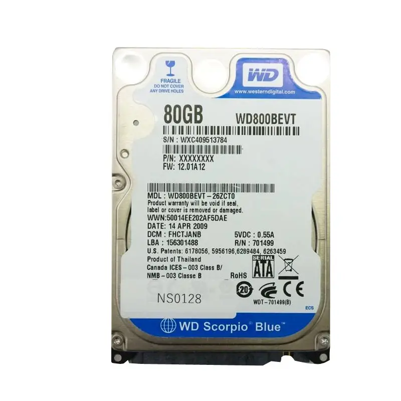 WD800BEVT-26ZCT0.jpg Western Digital - 80GB SATA 2.5" Hard Drive - WD800BEVT-26ZCT0 - Image 1