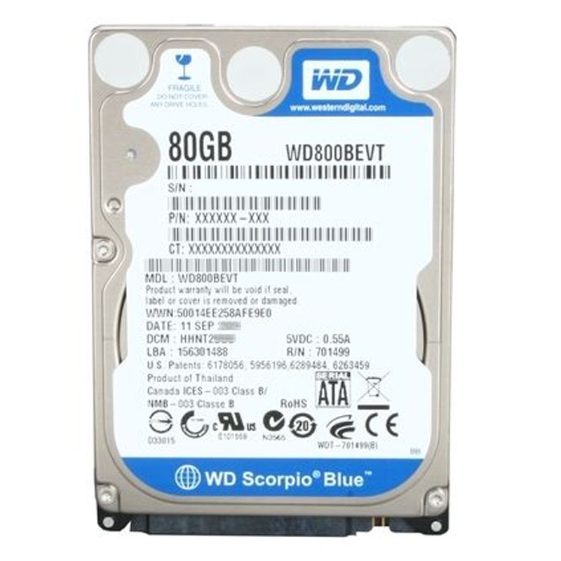 Western Digital - 80GB 5.4K SATA 3.0Gbps 2.5" 8MB Hard Drive - WD800BEVT