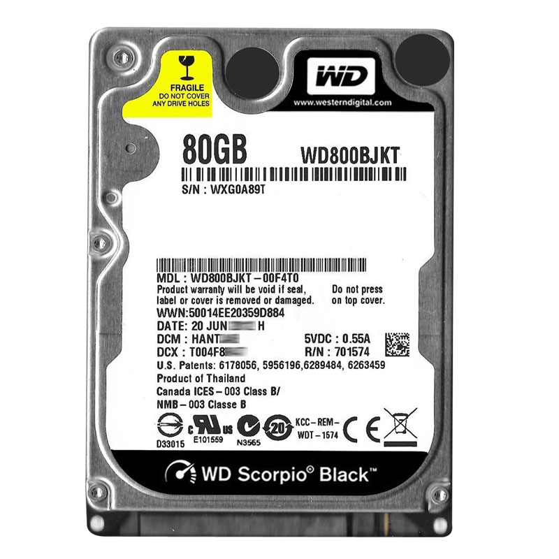 Western Digital - 80GB 7.2K SATA 3.0Gbps 2.5" 16MB Hard Drive - WD800BJKT-00F4T0