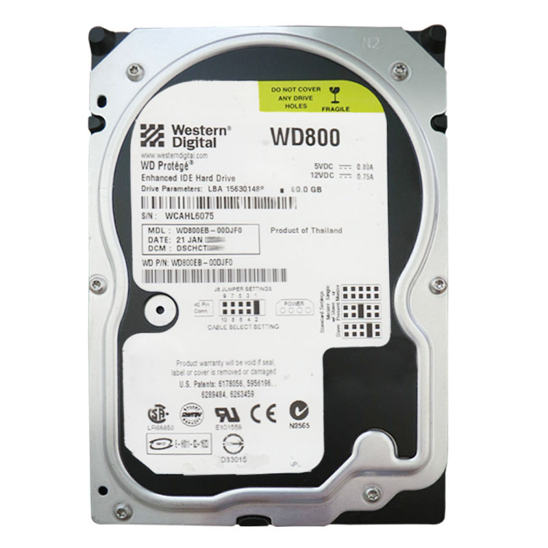 WD800EB-00DJF0.jpg Western Digital - 80GB 5.4K EIDE 3.5" 2MB Cache Hard Drive - WD800EB-00DJF0 - Image 1