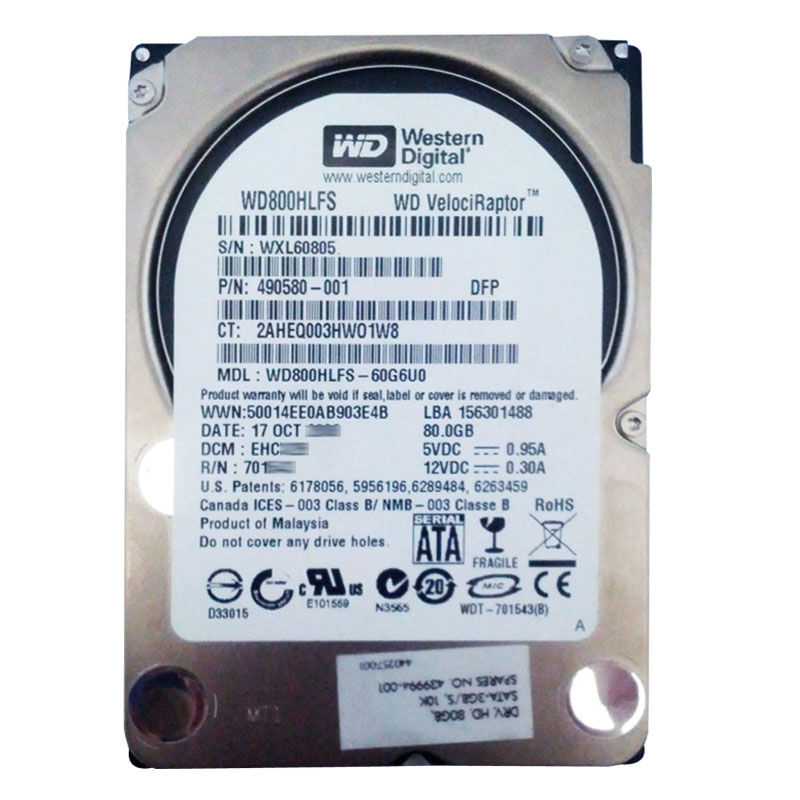 Western Digital - 80GB 10K SATA 3.0Gbps 3.5" 16MB Hard Drive - WD800HLFS-60G6U0