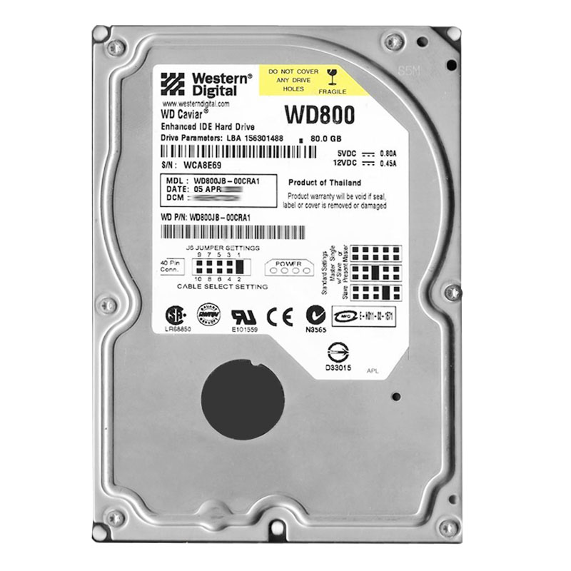 Western Digital - 80GB 7.2K IDE 3.5" 8MB Cache Hard Drive - WD800JB-00CRA1