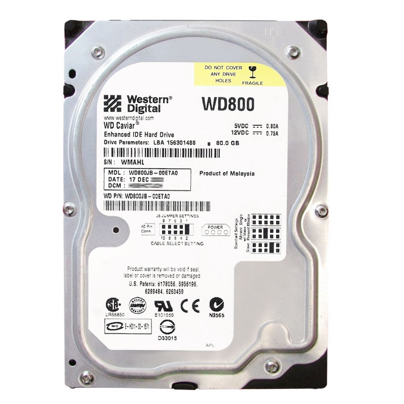 Western Digital - 80GB 7.2K IDE 3.5" 8MB Cache Hard Drive - WD800JB-00ETA0