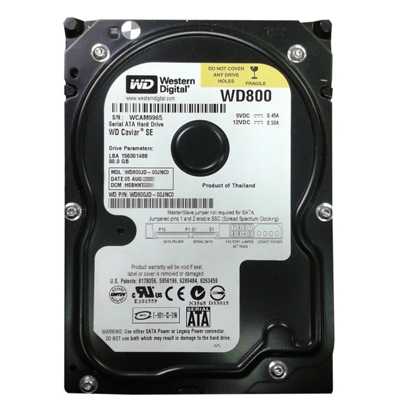 Western Digital - 80GB 7.2K SATA 3.0Gbps 3.5" 8MB Hard Drive - WD800JD-00JNC0