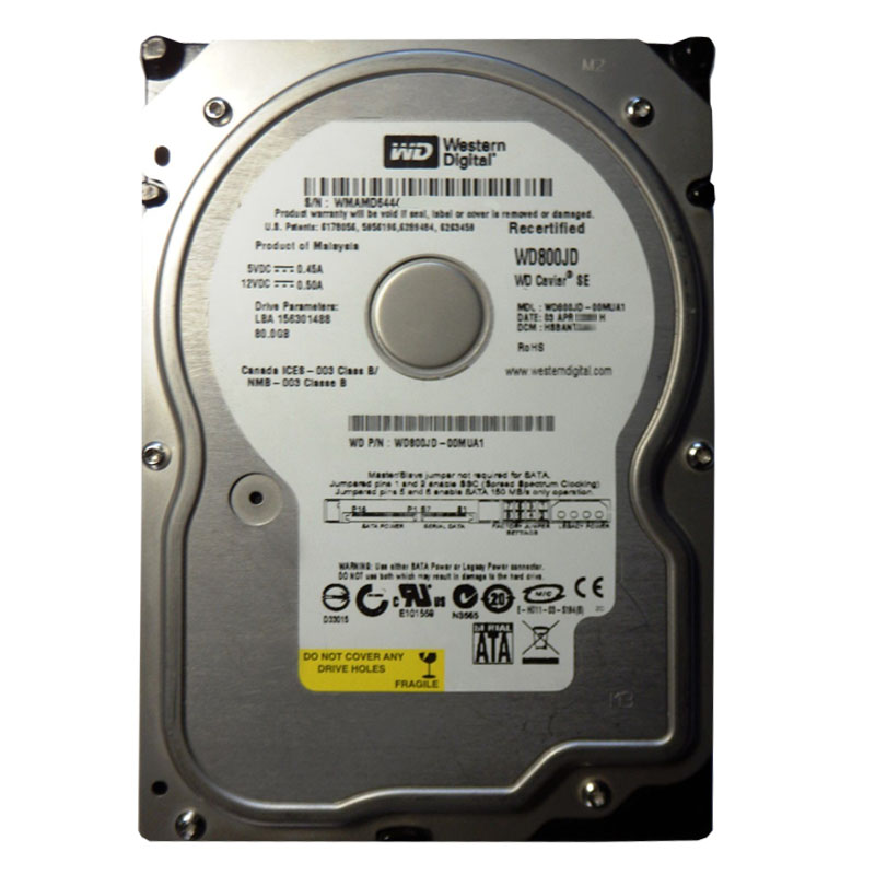 Western Digital - 80GB 7.2K SATA 3.0Gbps 3.5" 8MB Hard Drive - WD800JD-00MUA1