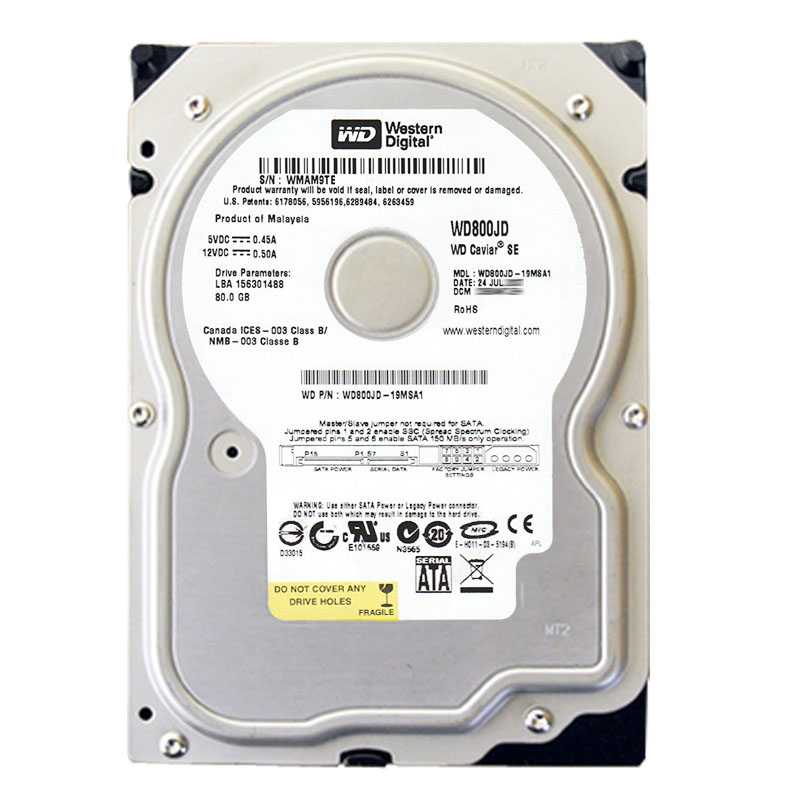 Western Digital - 80GB 7.2K SATA 3.5" 8MB Cache Hard Drive - WD800JD-19MSA1